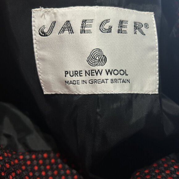 Vintage Jaeger Red Wool Cropped Blazer Tweed Sz 12 80s Corpcore Structured 90s - Picture 3 of 7
